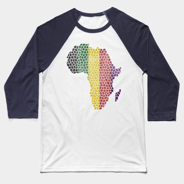 Africa Map (Stripes) Mosaic Baseball T-Shirt by John Uttley